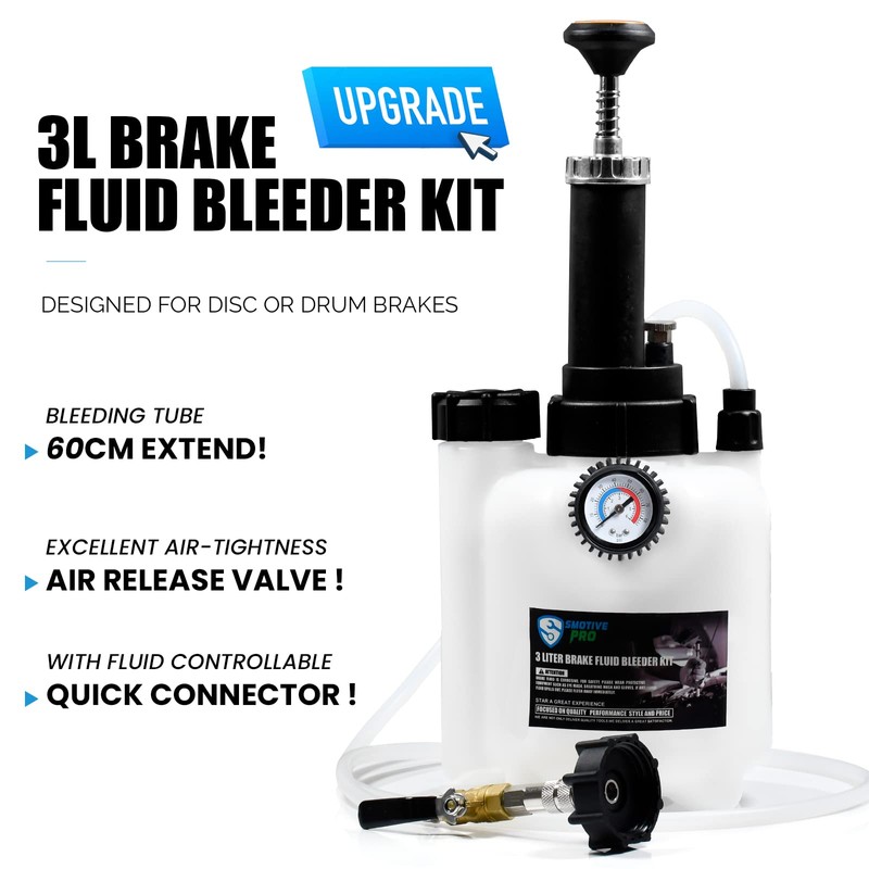 SMOTIVEPRO 3L Manual Brake Bleeder Fluid Pump, One Man Professional
