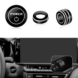 SENSHINE Knob Cover for Toyota Camry LE/SE/XLE/XSE 2025 2026 Accessories Aluminum Volume Control Rearview Mirror Switch Button Radio Engine Start Button Cover Trim Ring 4Pcs (Black)