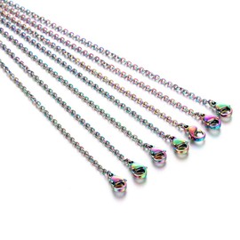 10pcs/Pack 20'' Rainbow Colored Link Chain Stainless Steel Chain Necklace with Clasp for Jewelry Making (50cm (20''))
