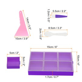 PATIKIL Diamond Painting Tray, 26PCS Diamond Painting Accessories Organizer Kits Large Diamond Art Trays Bead Rhinestone Sorting Tray Square Craft Tools with Pens Spoon Brush Clay, Purple