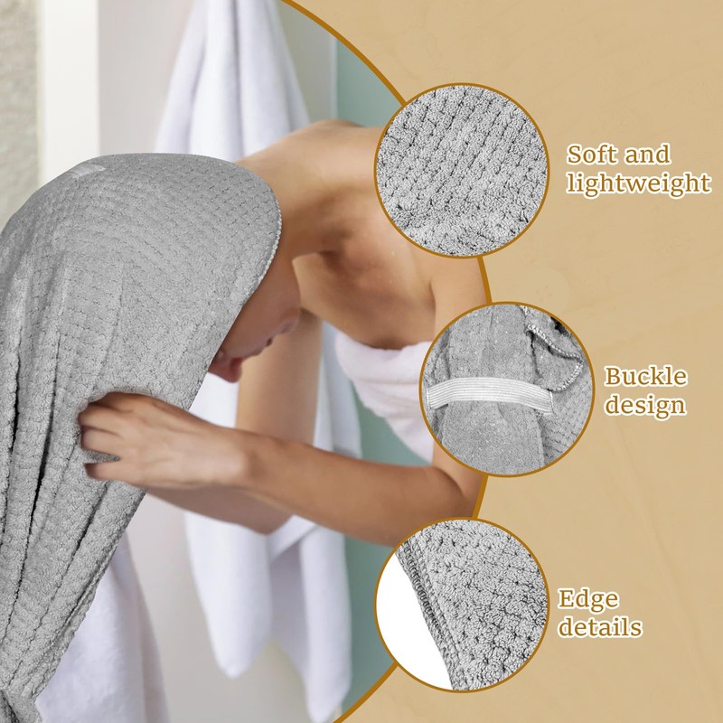 FwQoFvk Hair Drying Caps with Elastic Strap, Soft Absorbent Head