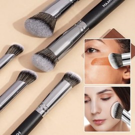 MAANGE 5 Piezas Brochas de Maquillaje Profesional con Caja Set de Brochas Maquillaje Esenciales para Base de Maquillaje Polvo Sombra de Ojos