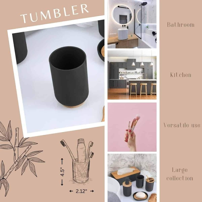 Bamboo-Based Black Padang Vanity Bathroom Tumbler Cup - Ideal as