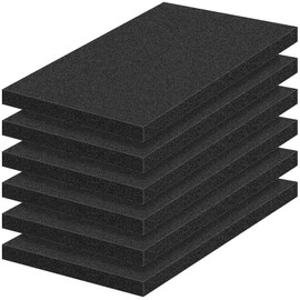 6 PCS Polyurethane Foam Sheets 16" L x 12" W x 1" T Packing Foam Inserts Cuttable Craft Foams Cushion Foams High Density Foam Pads for Case, Tool Box, Game Box, Camera, Jewelry, DIY Craft, Black