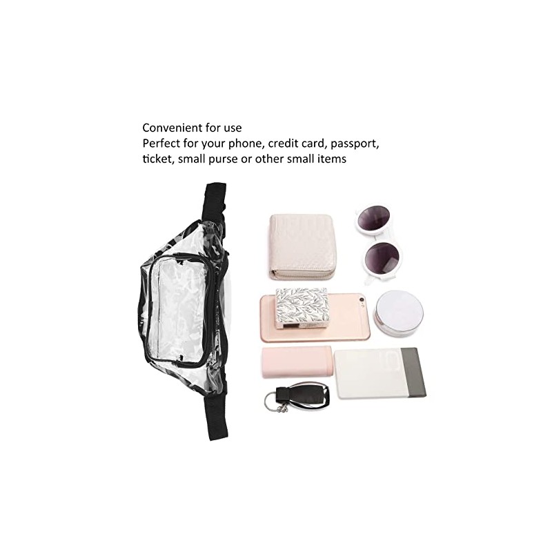 Riñonera Transparente, Riñonera Transparente PVC Multifuncional para Salidas Diarias (Negro)