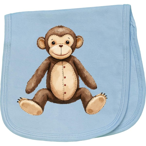 inktastic Vintage Knitted Plush Monkey Baby Burp Cloth Light Blue