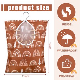 Woanger 2 Pcs Clothespin Bag with Hanging Hook 15 x 11 Inch Summer Laundry Clothes Pin Holder Waterproof Clothes Pin Hanging Bag Clothespin Storage Organizer with Large Opening (Cute Style)