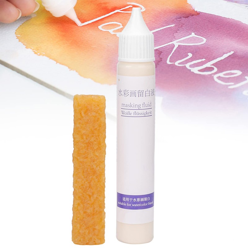 KIMISS Art Masking Fluid for Watercolor, 30ml White Liquid Pigment,