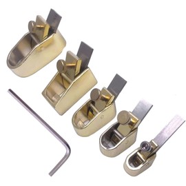 TUOREN Gold-Plated Violin Thumb Planer 8-16mm Mini Hand Planer Woodworking Plane Cutter Set DIY Making Wood Cutting Tool for Violin Viola Cello Instrument 5 Pcs