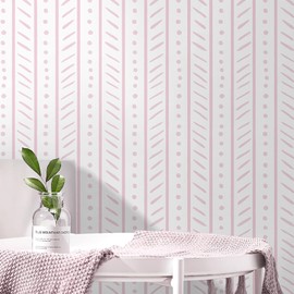 CiCiwind Peel and Stick Wallpaper White and Pink Contact Paper Geometric Striped Wall Paper Modern Dot Removable Self-Adhesive Wallpapers for Bedroom Bathroom Kitchen Cabinets Shelves 78.7"×17.3"
