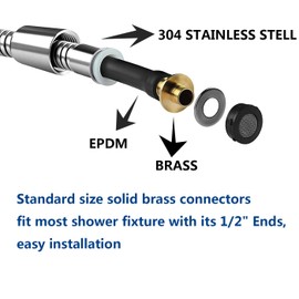 Shower Hose, 304 Stainless Steel 78 inchs Extra Long Shower Hose Replacement Handheld Shower Head Hose Extension (Chrome, 78inchs)