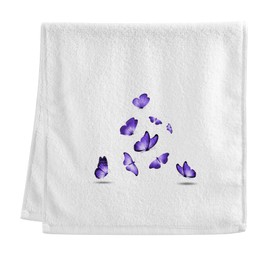 Dallonan 100% Cotton Towels White Purple Butterfly Colors Hand Towels for Bathroom Clearance Decorations Soft Absorbent Wash Towels for Body Face Hair 16x30 Inche