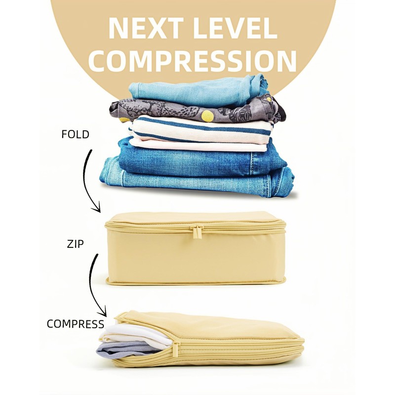 SOARSAIL 6 Set Compression Packing Cubes for 7–14 Day Travel,