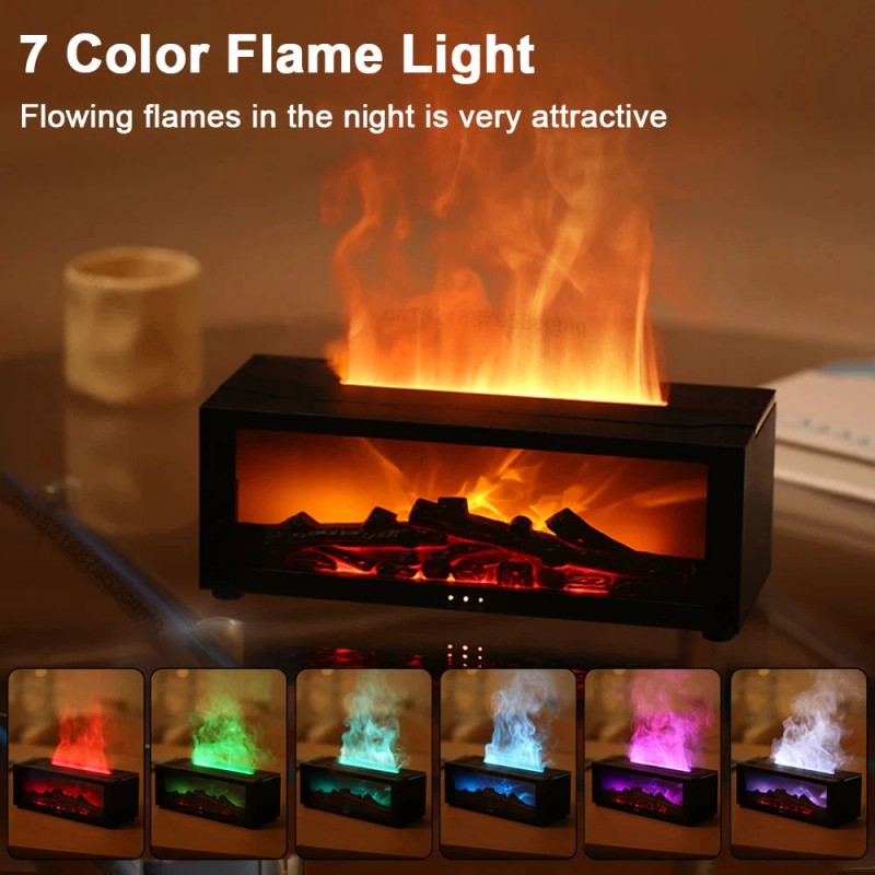 Fireplace Aroma Diffuser 7 Color Flame With Remote Control Cool