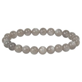 Eledoro PowerBead, Women’s Stretch Bead Bracelet, Made of 8 mm Gemstone Beads, 17 - 18 cm, gemstone, gray