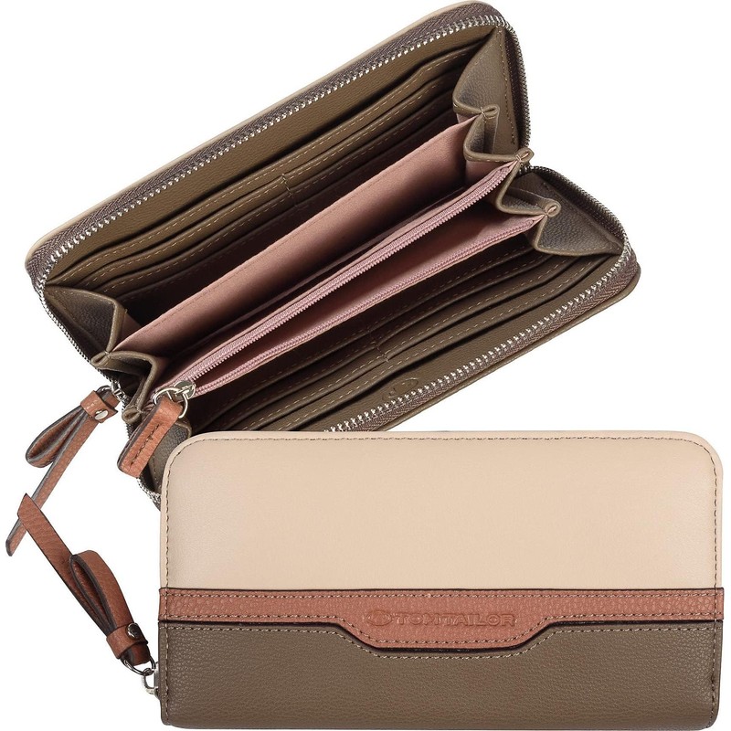 TOM TAILOR Jule Women's Purse Zip Large Beige, Mixed Taupe,
