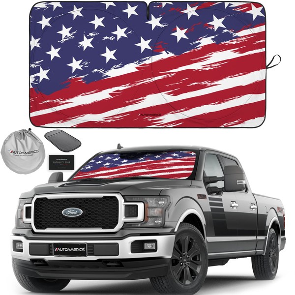 AUTOAMERICS Autoamerics Truck Windshield Sun Shade with Storage Pouch &