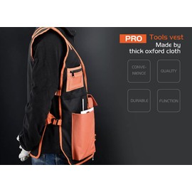 Edward Tools Harden Tool Vest - Thick Oxford Cloth - Adjustable for all Men’s Sizes - Work Vest for Woodworking, Construction, Electrician - Multi use Pockets