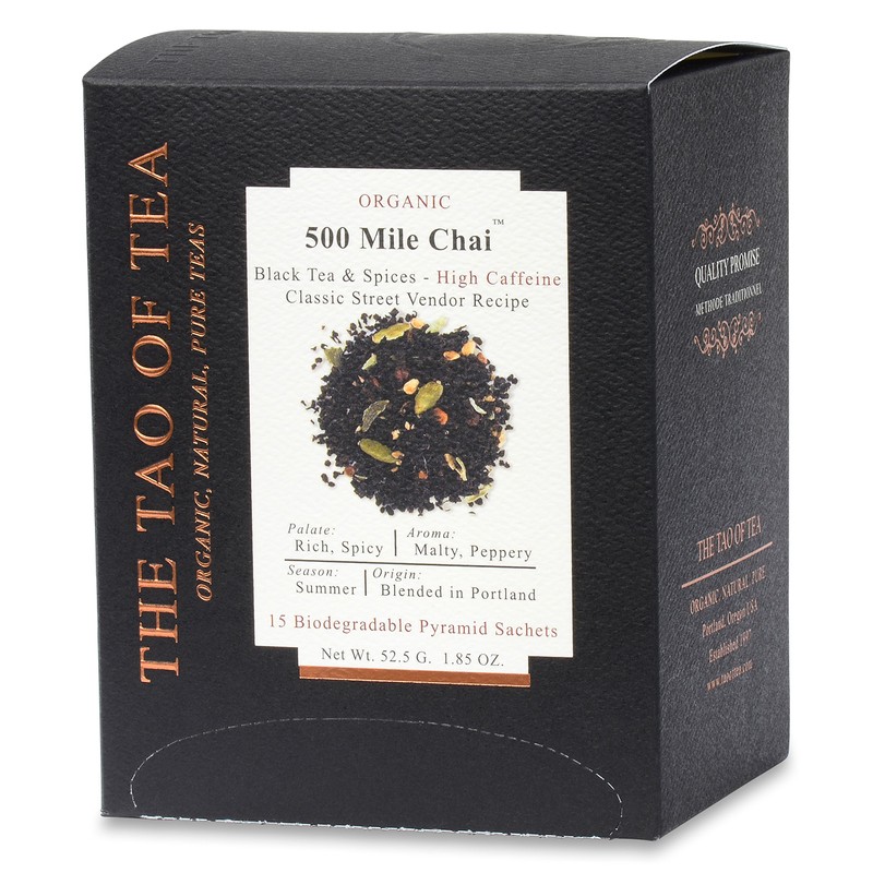 The Tao of Tea 500 Mile Chai Box Pyramid Sachets,