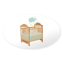 CafePress Crib with Sky Mobile Sticker Oval Car Bumper Sticker(10-Pack)