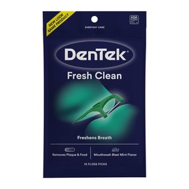 DenTek Fresh Clean Floss Picks, For Extra Tight Teeth, 75 Count, 6 Pack