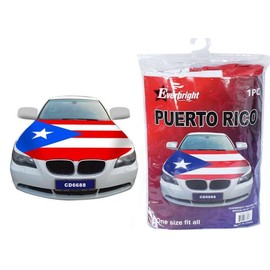 Universal Car Hood Cover with Country Flag Design All-Weather Protection Fits Cars SUVs (Puerto RICO)
