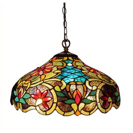 Chloe Lighting Leslie Tiffany-Style Victorian 2 Light Ceiling Pendant Fixture 18" Shade