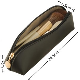 Bolsa de viaje de maquillaje, bolsa de maquillaje portátil para mujeres, bolsa de piel con cierre, bolsa de cosméticos pequeña, bolsa de cepillo para polvo de