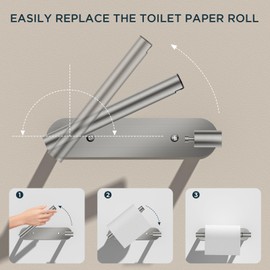 FORIOUS Toilet Paper Holder, Adhesive or Screw Wall Mount Pivoting Tissue Roll Holder for Bathroom, Stainless Steel Rustproof Self Adhesive Toilet Paper Roll Holder no Drilling, Brushed Nickel