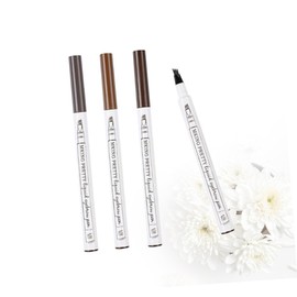 Beavorty 4pcs Liquid Eyebrow Pen Fine Sketch Four-pronged Tip for Natural Makeup Includes Chestnut Brown Dark Grey Black for Precise Eyebrow Definition and Shaping