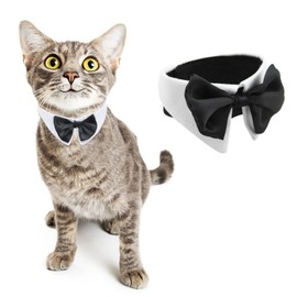 HACRAHO Formal Bow Tie for Dogs Adjustable Formal Pet Costume Collar with Bow Tie for Wedding Birthday Small Dogs Cats Medium White 1 Piece