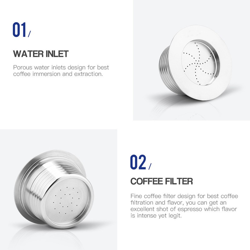 Reusable Coffee Capsule Stainless Steel Refillable Coffee Pod with Brush