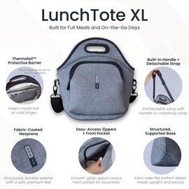 Sok It LunchTote Zippered Bag Insulated Neoprene Caddy (Berry Plaid, X-Large 6.5 Quart Lunch Tote)