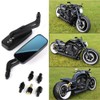Motorcycle Black Rectangle Bobber Mirrors Blue Glass Rear View Mirrors