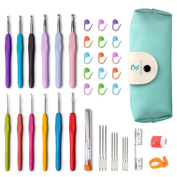 RealPlus Crochet Hooks Set, 12 Pcs Full Size Crochet Hook,