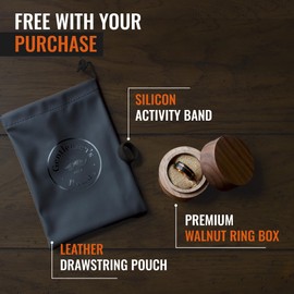 Gentlemen's Bands Men's Tungsten Carbide Wedding Band - Premium Grade Hammered Brushed Tungsten Wedding Ring for Men - Includes Silicon Band, Leather Drawstring Pouch, and Luxury Walnut Box, 11,