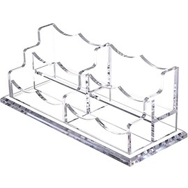 Business Card Holder for Deskï¼Clear Acrylic Business Card Standï¼Multiple Business Card Display Holder Fits 2" x 3.5" Business Cards, 2Tier 4Pocket