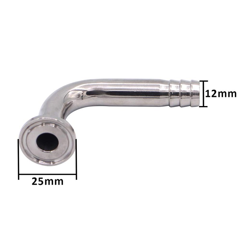 DERNORD Sanitary Hose Barb Pipe Fitting 0.75" Tri Clamp (25MM