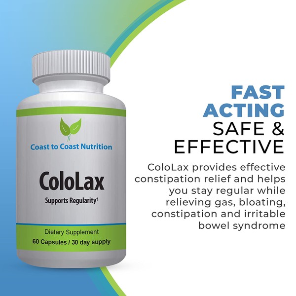 ColoLax Gentle Constipation Relief for Adults - Stool Softener & Colon Cleanse - Support for Regularity, Relief from Gas & Bloating, and Digestive Health - Bowel Movement Supplements - 60 Capsules