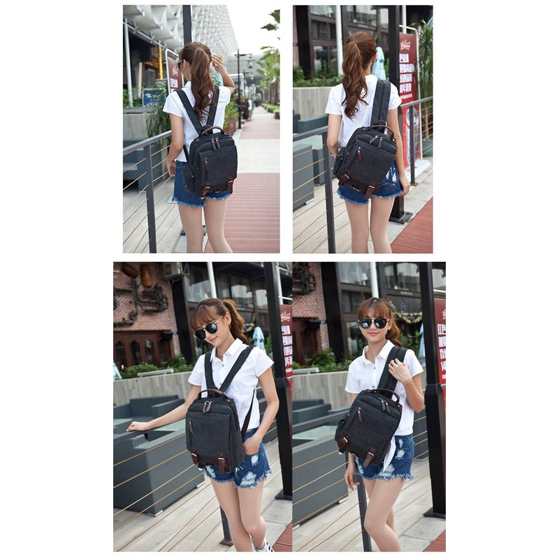WTiger Canvas Backpack Unisex Medium Size Casual Shoulder Bags Travel