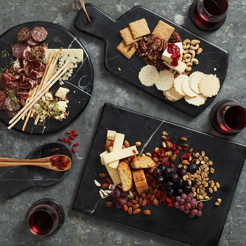 Sur La Table Round Marquina Marble Board, 12", Black