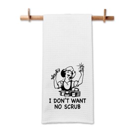 GOSJINNK Funny Kitchen Dish Towels I Don't Want No Scrub Cleaning Cloth Retro Sassy Housewife Dishcloth Housewarming Gifts for New Home Funny Birthday Gifts for Hostess Wife Women Sister 16x24 Inch