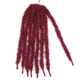 12 Inch Distressed Butterfly Locs Crochet Hair, 8 Packs Pre Looped Thick Distressed Locs Crochet Hair Long Maroon Red Butterfly Jumbo Loc Light Weight Soft Faux Locs(12Inch - 8Pack, BUG)