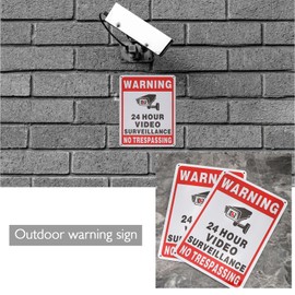 SING F LTD 2PCS No Trespassing Sign 24 Hour Video Surveillance Warning Signs 10x7 Inch Aluminum Reflective Security Camera Sign for Indoor Outdoor Gardens Gates