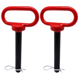 SWZHAI 5/8 inch Trailer Hitch Pin and Clip, 5/8 x 4 inch Tractor Towing Hitch Pins Red Handle, Trailer Gate Pin for Tractors, Towing RV, Golf Cart, 2 Pack (5/8 x 4)
