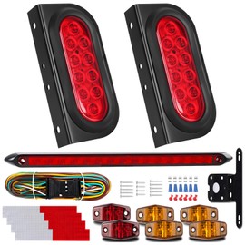 LIMICAR 6 Inch Oval Trailer Lights, Trailer Light Bracket with Light Bar and Wiring, 2PCS Waterproof Stop Brake Backup Reverse Lights for Boat RV Truck