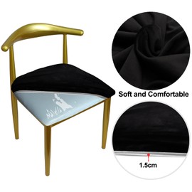 HuaLiSiJi Velvet Chair Cover, Round Stool Cover, Luxurious Fabric, Diameter 36-50 cm with a Soft Texture, Stretchy, Wrinkle-Free, Washable, Dustproof (2, Black)