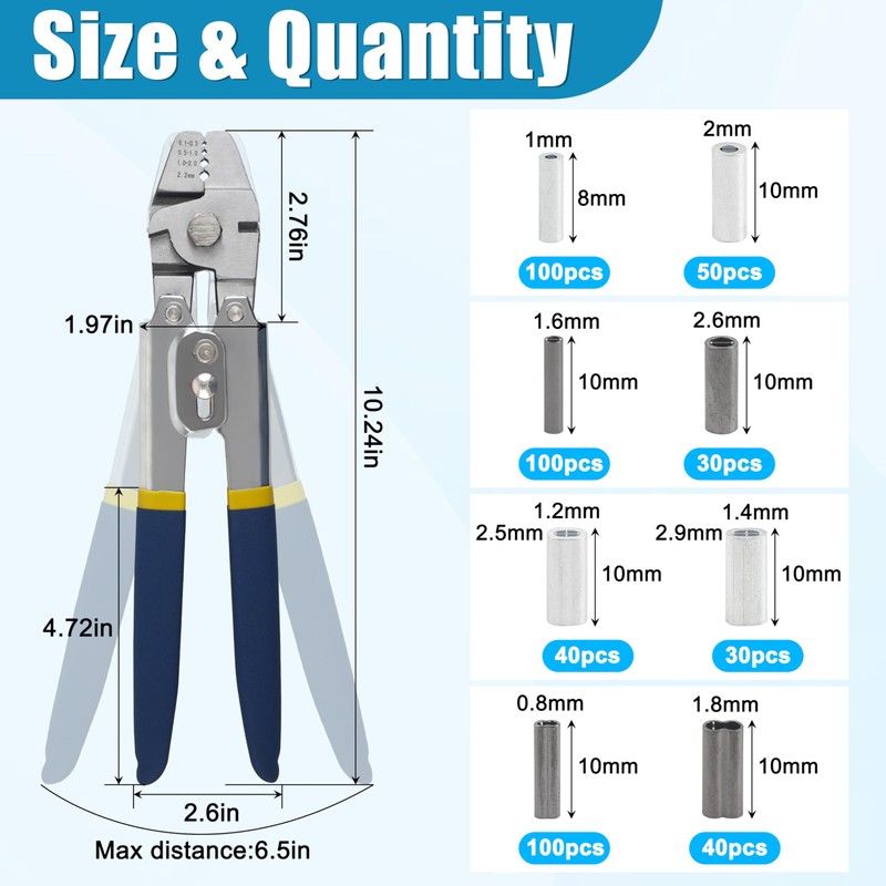 Fishing Crimping Tool Kit Stainless Steel Crimper Pliers + 590pcs