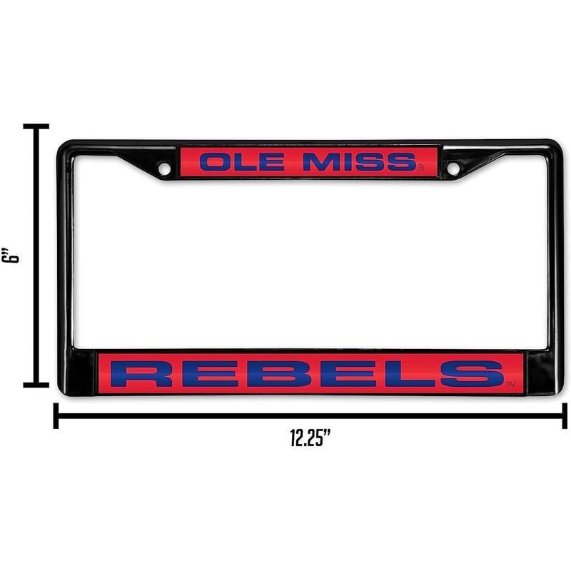 Rico Mississippi Ole Miss Rebels Black Metal License Plate Frame