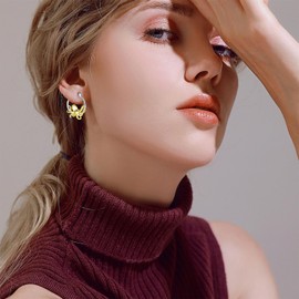 OHAYOO Octopus Earrings 925 Sterling Silver Vintage Animal Hoop Earrings Hypoallergenic Jewelry Gifts for Women Sister Best Friend Yourselves -Yellow Gold Plated